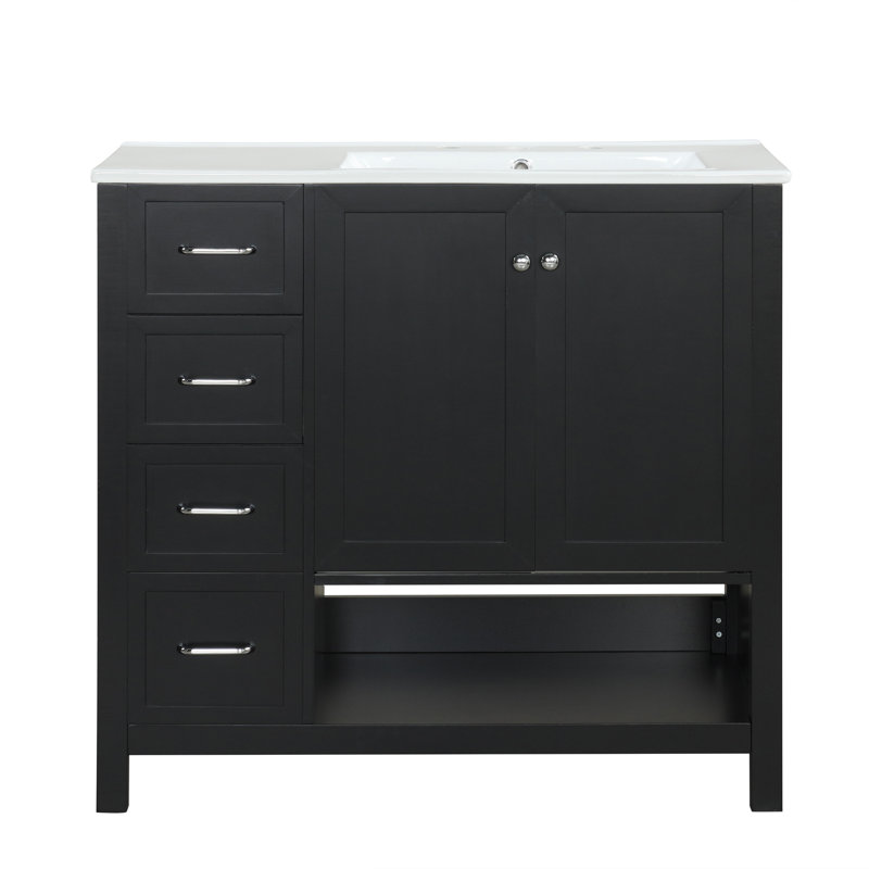 Meuble-lavabo 36 po avec comptoir d'évier, Noir