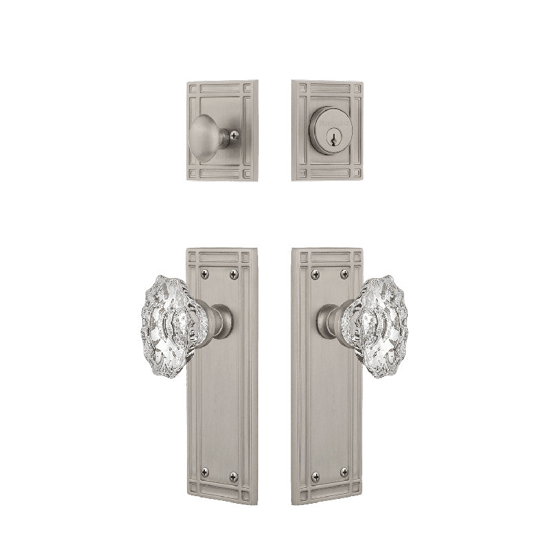 Ensemble d'entrée de mission Nostalgic Warehouse avec bouton en cristal Chateau, Nickel satiné, 2.375