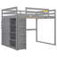 Lit mezzanine double en bois avec garde-robe intégrée et tablettes de rangement-1466079900