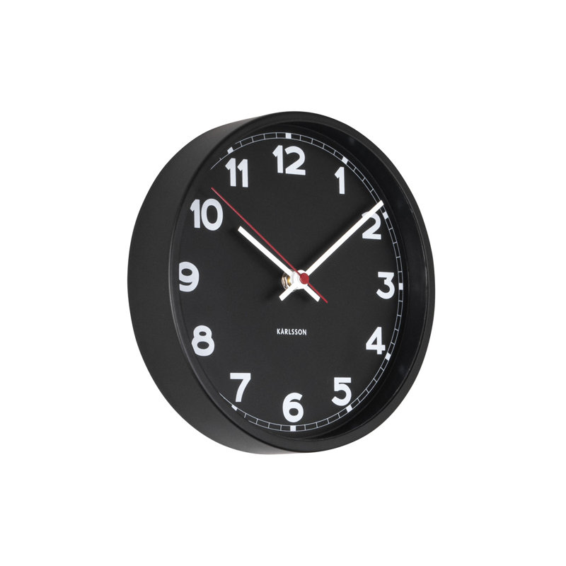 Metal Wall Clock, 4cm H x 25cm W x 20cm D, Black