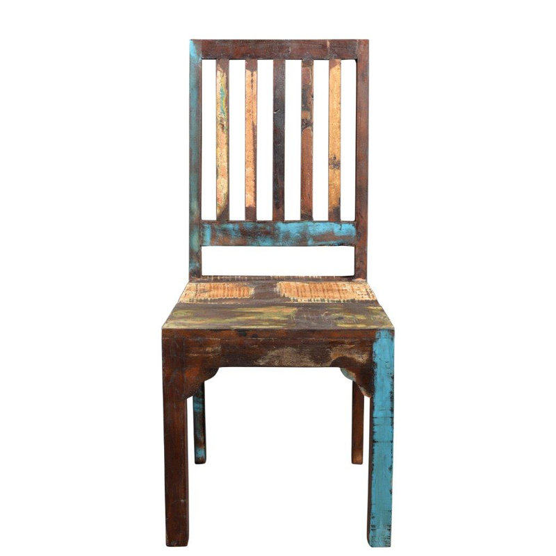 Ensemble de 2 chaises d'appoint à dossier en lattes de bois massif Nevaeh