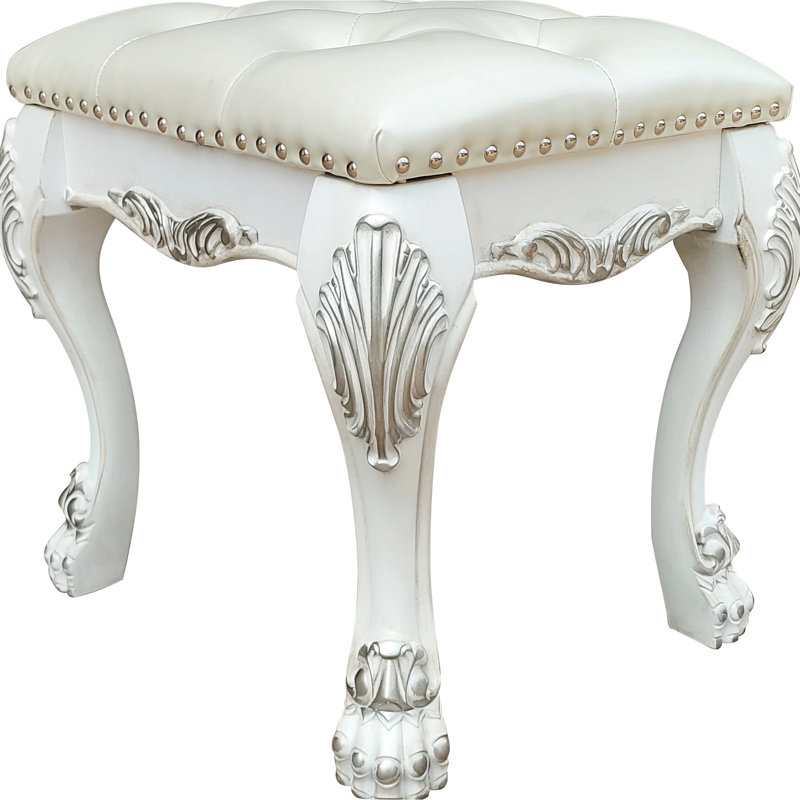 Meuble-lavabo blanc os Bone - résistance au poids de 220 lb, largeur de siège de 21 po, profondeur de 17 po, capacité de tabouret à la fois simple et élégante, sièges confortables et élégants