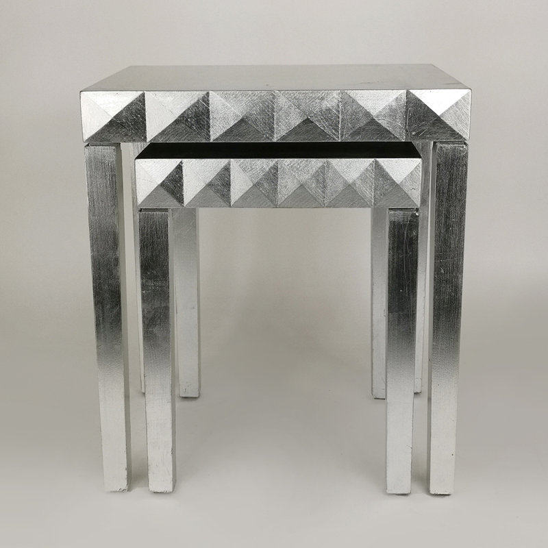 Ensemble de tables de bout gigognes Mingus, Feuille d'argent