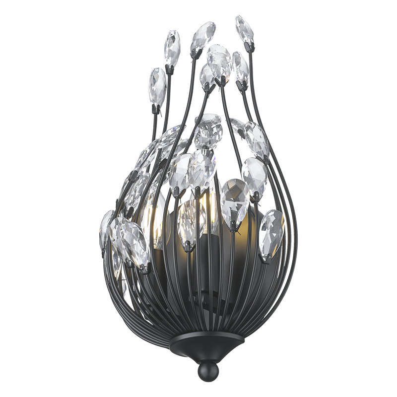 Gabriella 15.5 inch Matte Black 2 Light Wall Sconce, Matte Black