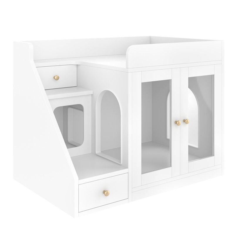 Enceinte de litière pour chat avec lumière, White