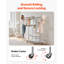 Portant à vêtements roulant avec 2 tringles de suspension et 2 tablettes - Portant à vêtements en acier au carbone à hauteur réglable, capacité de 264 lb, roues verrouillables pour la chambre à coucher, la buanderie, le salon, le placard