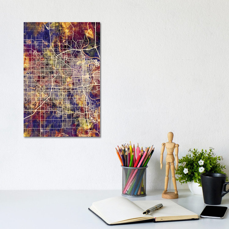 Omaha Nebraska City Map II by Michael Tompsett - Wrapped Canvas Gallery-Wrapped Canvas Giclée, 20.32 cm H x 30.48 cm W