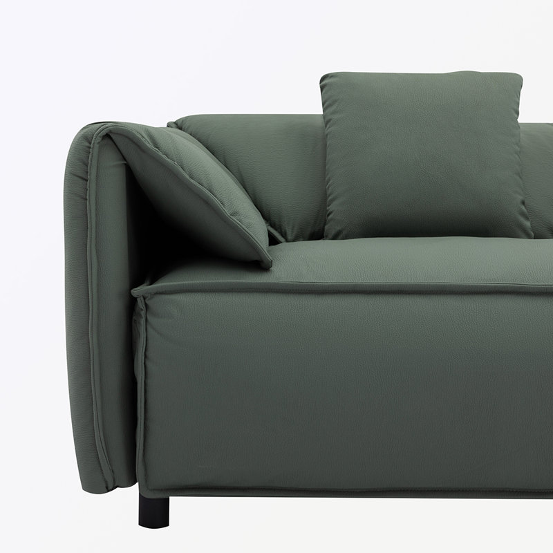 Caleal 77.21'' Upholstered Sofa, Green Microfiber/Microsuede