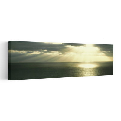Sunset Pacific Ocean San Diego CA USA 1 Piece Wrapped Canvas Panoramic Wall Art