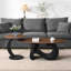 Ensemble de 2 tables basses gigognes noires, ovales et rondes de style industriel, convenant au salon, brun noir-1965250746