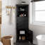 68.9" Tall  Corner Storage Cabinet With Open Shelf, Drawers  And Door-1400803216