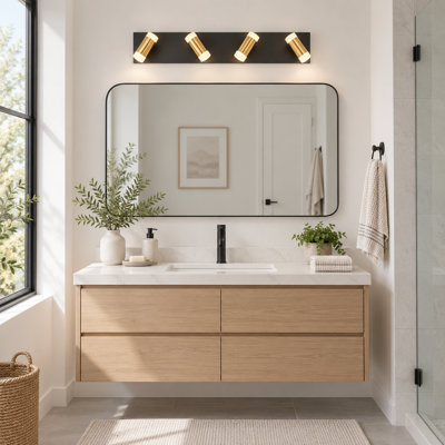 Éclairage pour salle de bain 28 lumières à DEL 28 po en acrylique avec têtes de lampe rotatives à 360 ° pour la salle de bain, le meuble-lavabo, le miroir et le salon