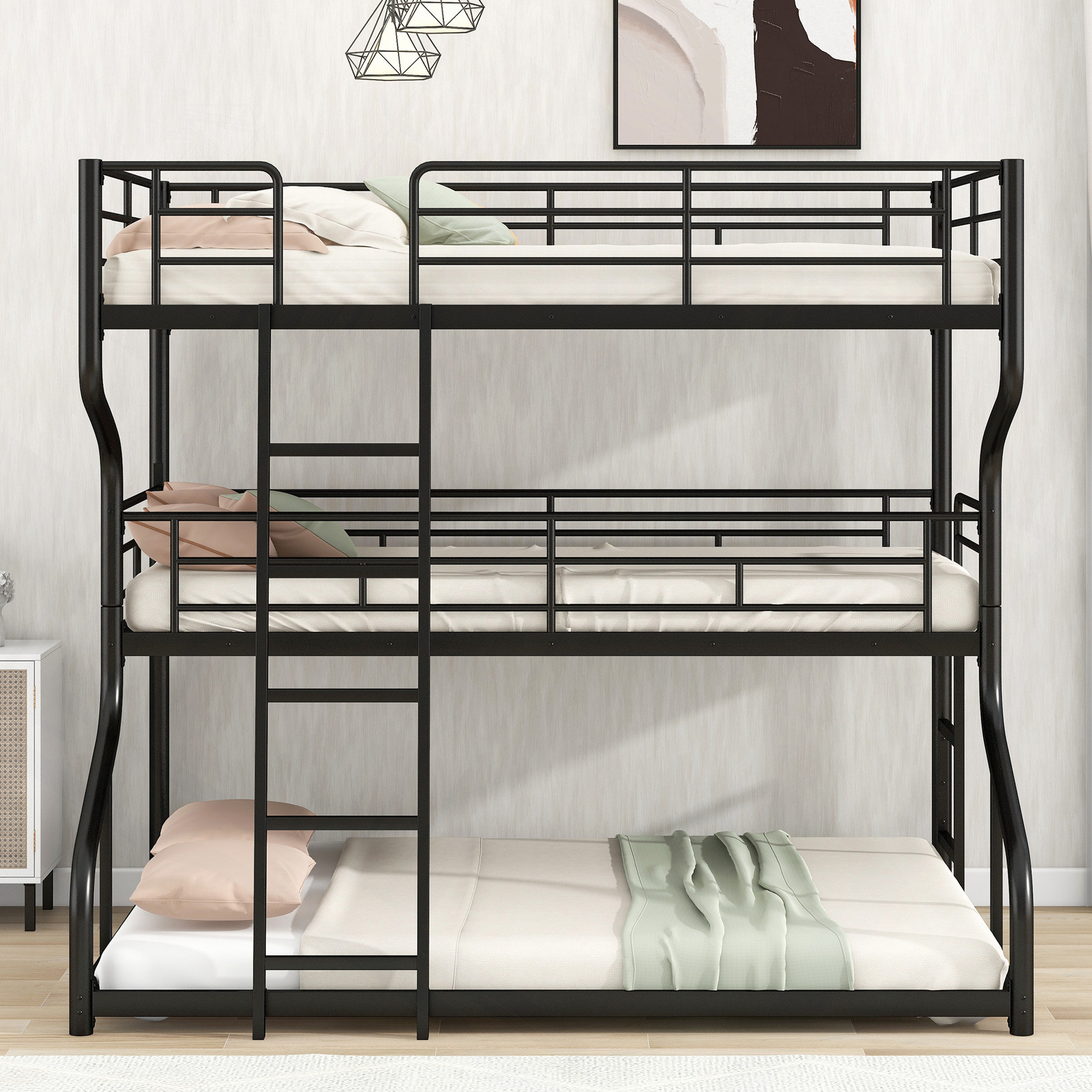 Ophelia & Co. Full XL Over Twin XL Over Queen Size Triple Bunk Bed With ...