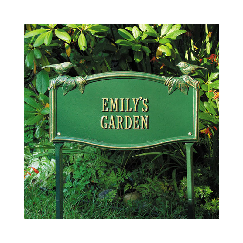 Chickadee Garden Sign, Green/Gold, Yes