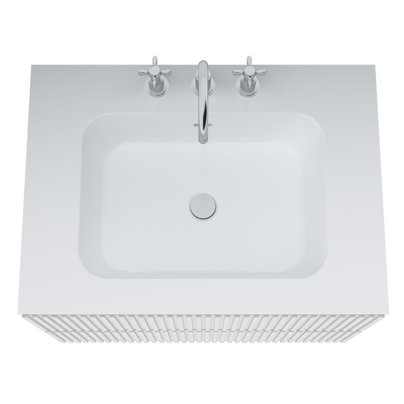 Linear 30" Wall Mounted Single Bathroom Vanity with Top, White, 30"