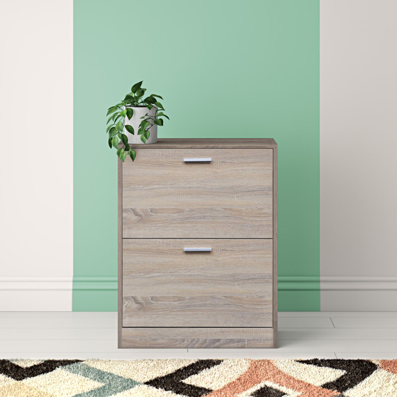12 Pair Flip Down Shoe Storage, Oak