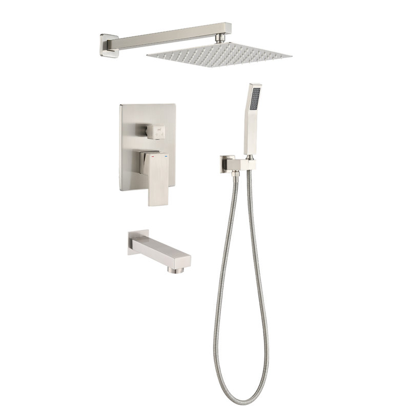 Système de douche de pluie 10 "en nickel brossé de luxe - Robinet de douche mural