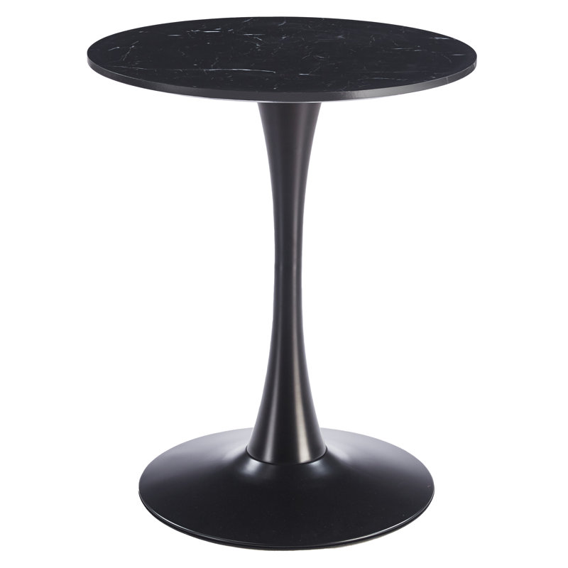 Table de salle à manger Bristol moderne avec plateau en panneau de fibres à densité moyenne et piédestal en acier inoxydable