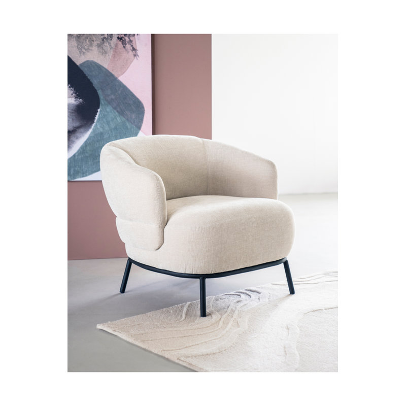 Swivel Barrel Chair, Beige Polyester