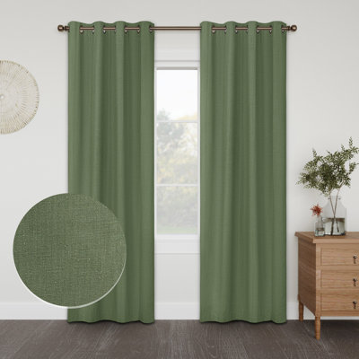 Linen Slub Blackout Grommet Curtain Pair(2 Panels)
