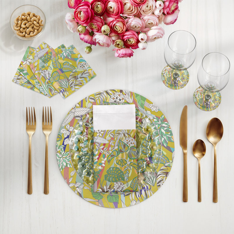 Sabi Jungle Pebble 16" Vinyl Placemat, Dijon
