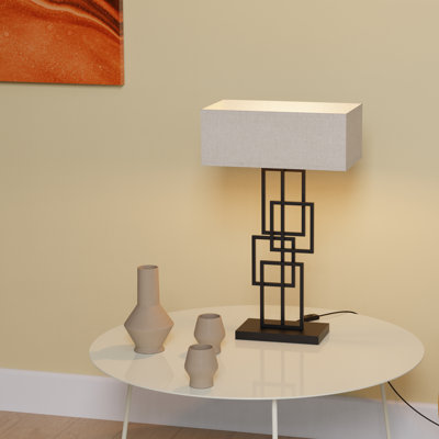 Lampe de table géométrique 27 po avec abat-jour carré - lumière chaude ambiante