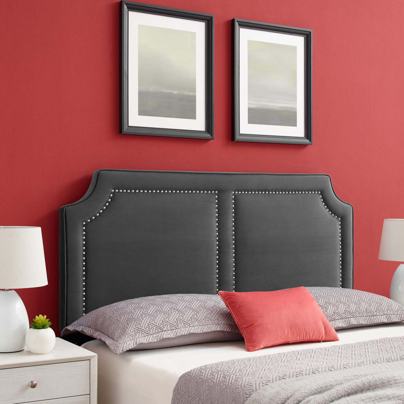Tête de lit en velours Cynthia Performance de Modway, Simple, Gris anthracite