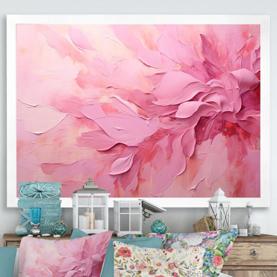 Gold And Pink Minimal Abstract River - Fuschia Wall Art