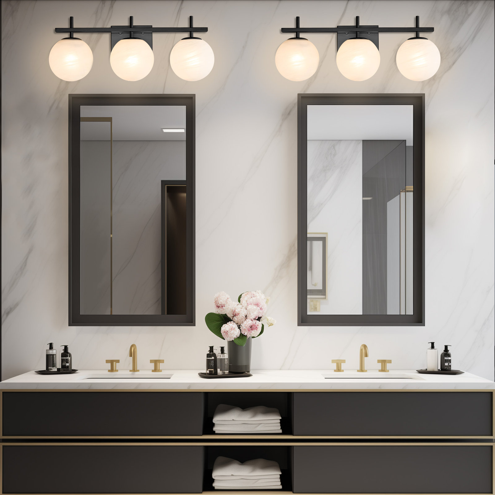 Lio 3-Light Vanity Light, 3,  Matte Black
