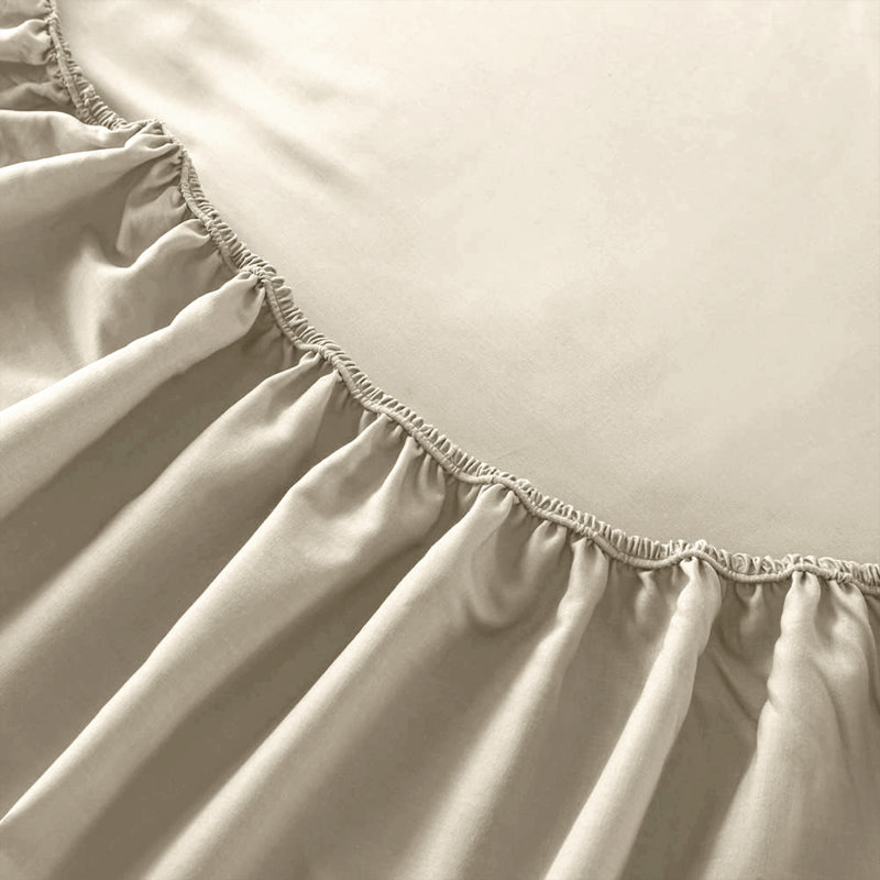 Mieasha Microfiber Plain Weave Fitted Sheet, Cream, Double (4'6)