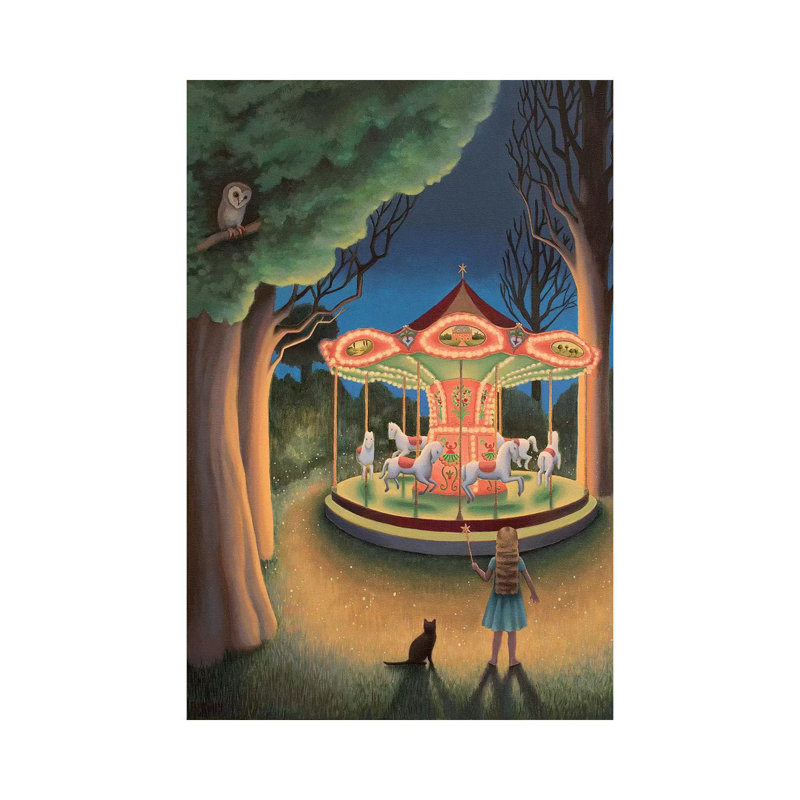 Nightime Carousel by Antoinette Kelly - Floater Frame Gallery-Wrapped Canvas Giclée on Canvas, Wrapped Canvas