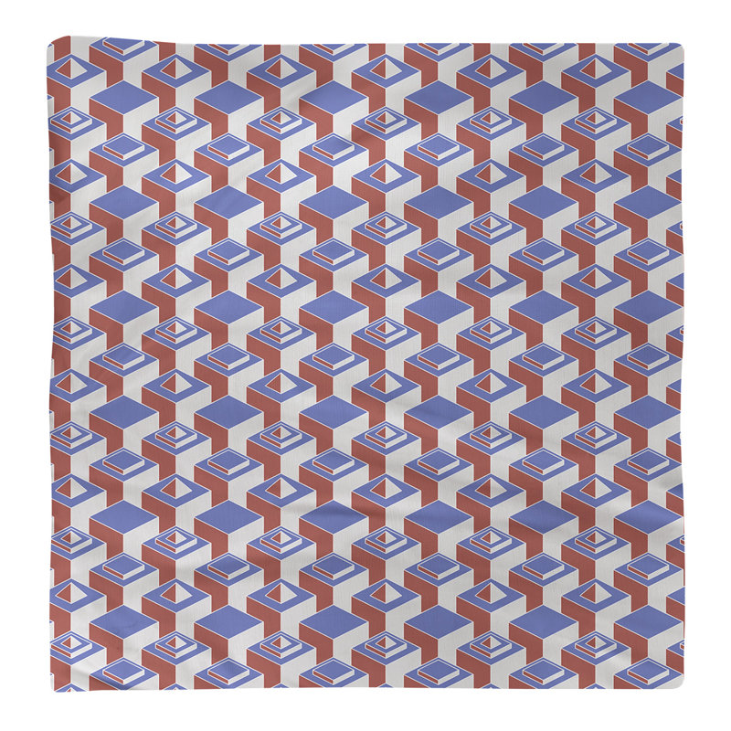 Serviette de table en coton à motif de gratte-ciels à deux couleurs, H 0,1 po x l 22 po x P 22 po, Bleu/rouge
