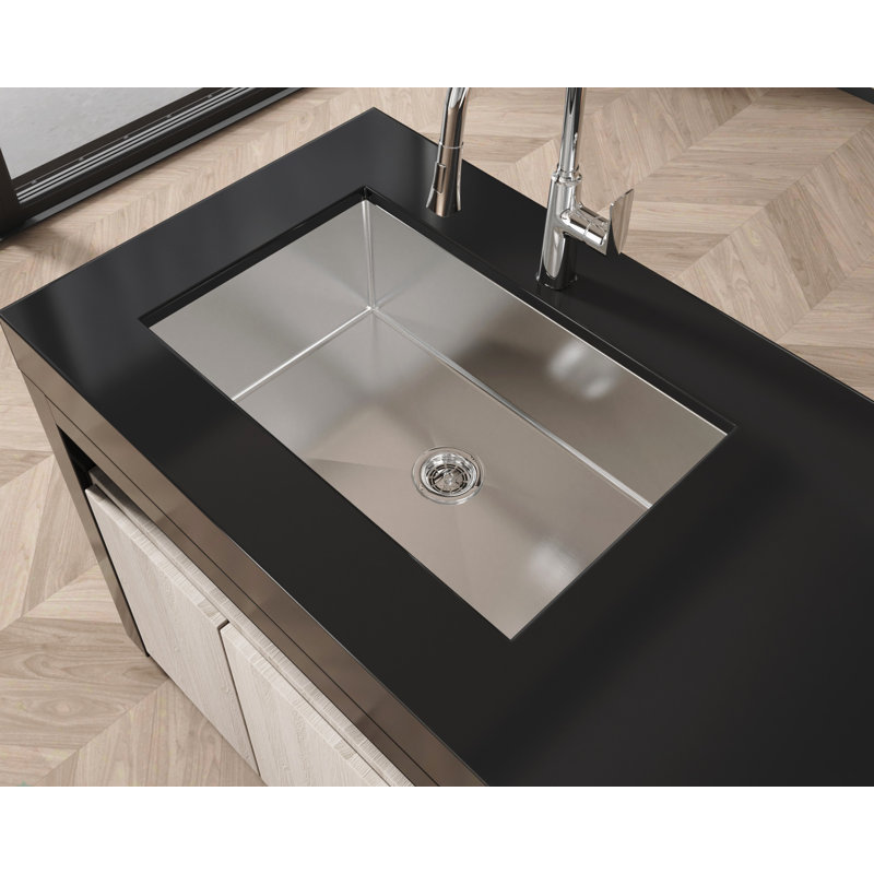 Évier de cuisine en acier inoxydable, 30 po x 19 po Lavabo encastré encastré à la main en nickel brossé, avec drain standard et crochet