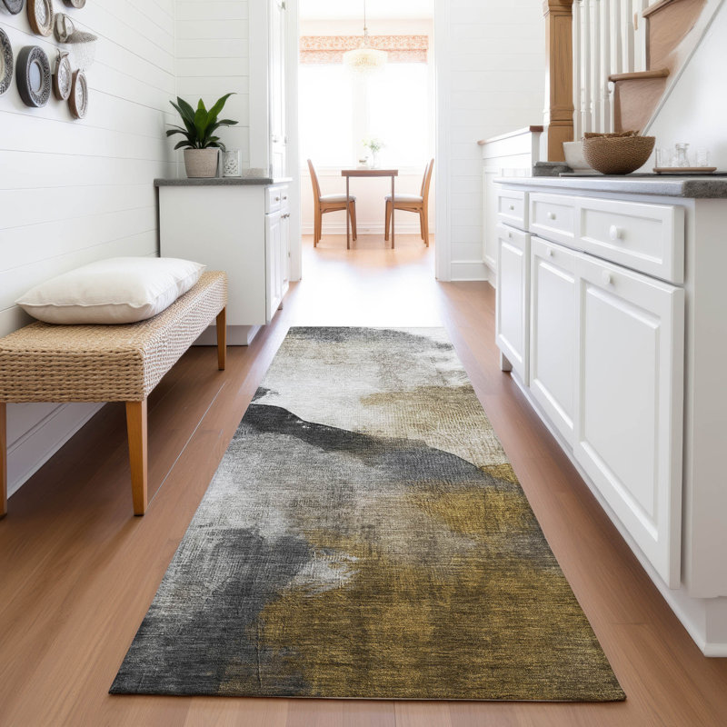 Machine Washable Indoor/Outdoor Xhevrie Brown Rug, Runner 2'3" x 7'6"