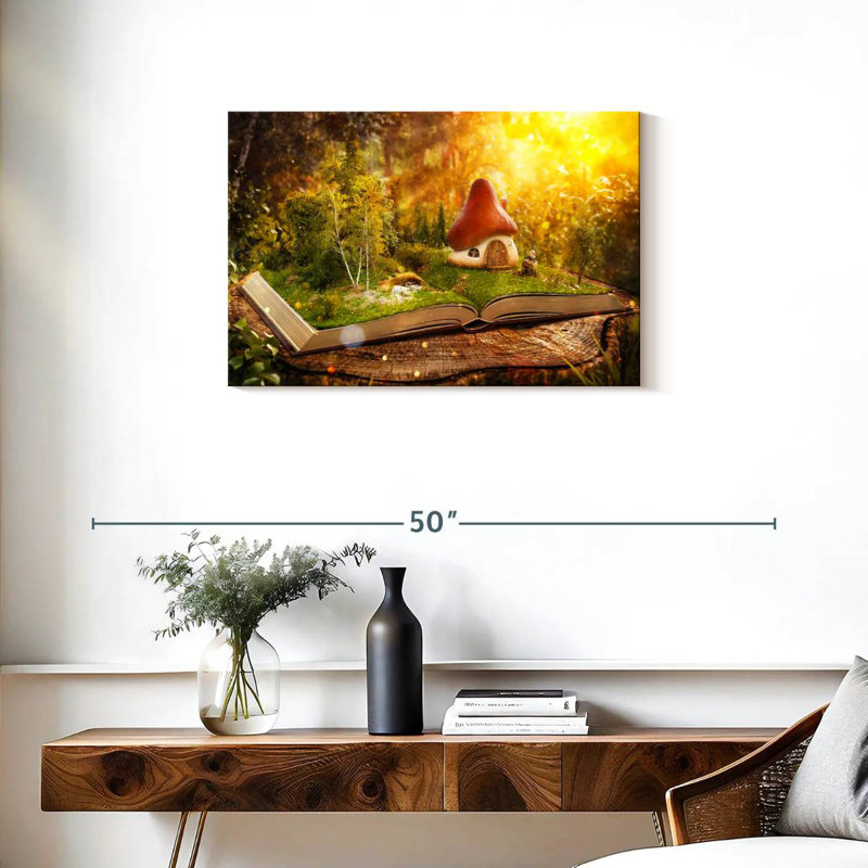 Kelan Fantasy Home Champignon sur livre, H 20 po x l 30 po