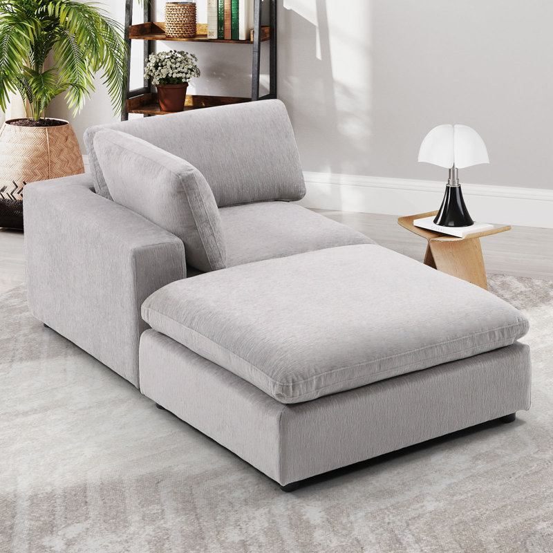 38.6" W 2-Piece Chenille Modular Sectional, Light Gray