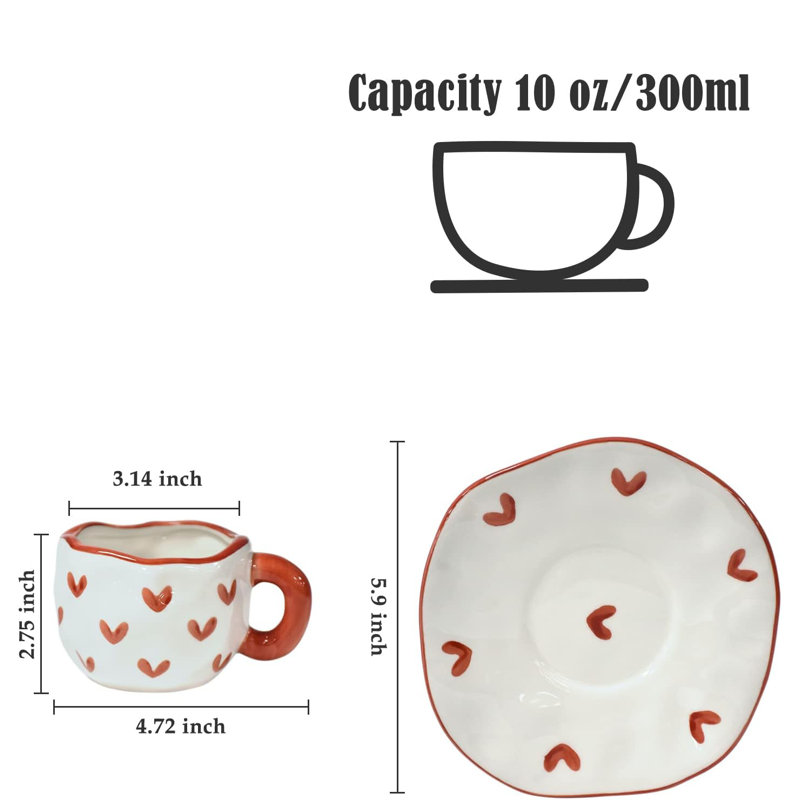 Irregular ceramic cup with dish