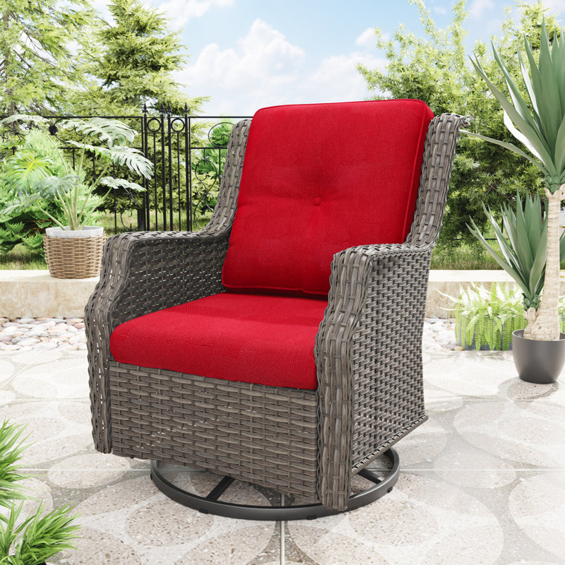 Chaise de patio pivotante avec coussins Nawatha, Rouge