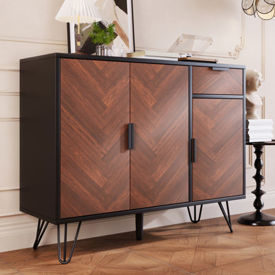 Modern Storage Cabinet, Sideboard with Drawer and Height-Adjustable Shelves