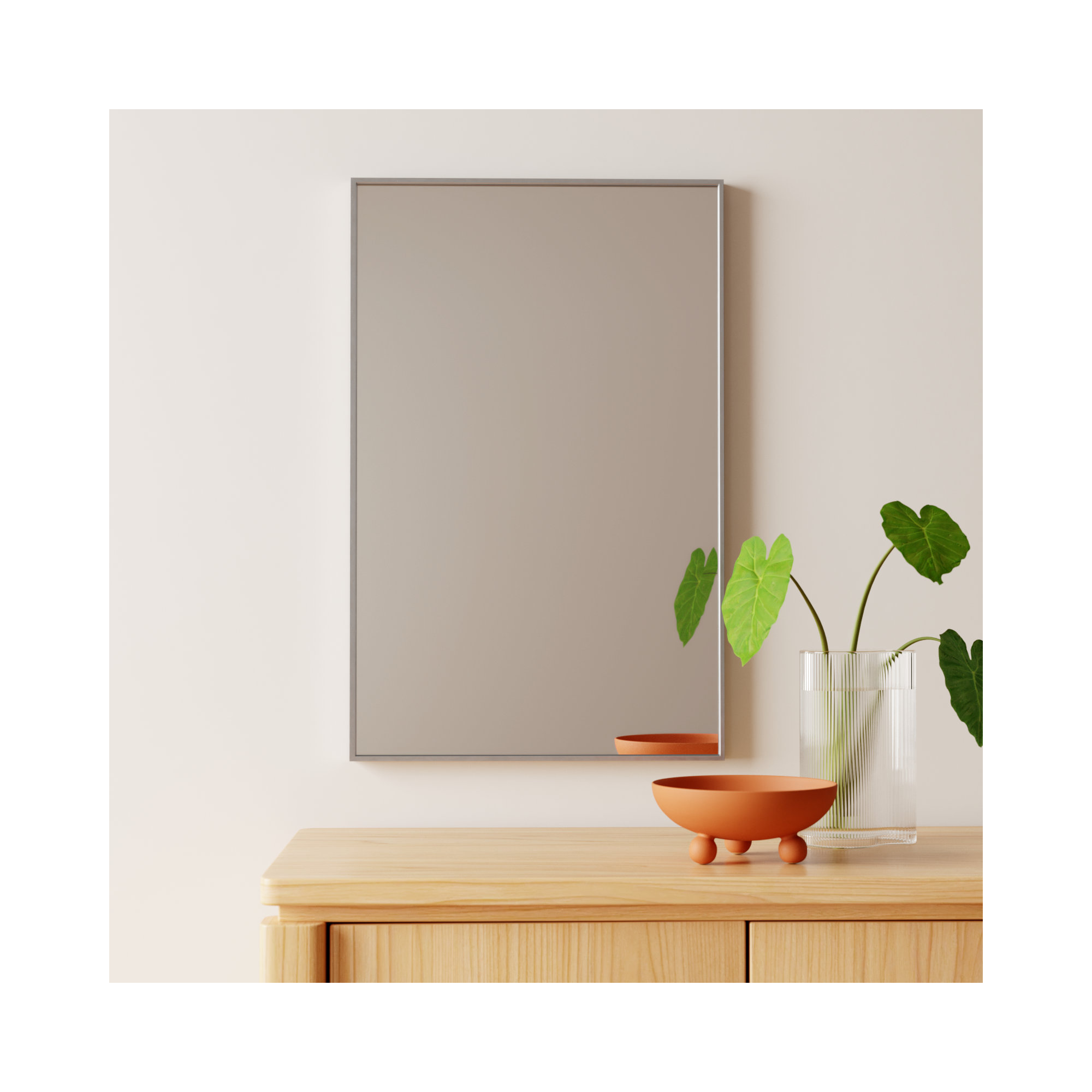 Sabine Metal Rectangle Wall Mirror, 18" x 28", Silver