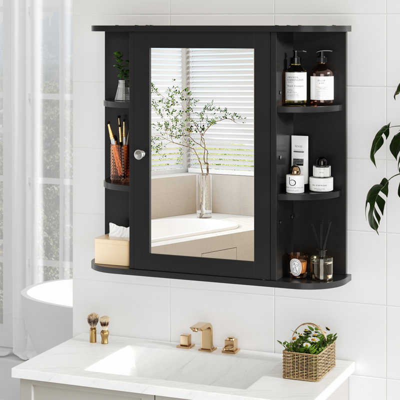 Bathroom Medicine Cabinet With Mirror, Black