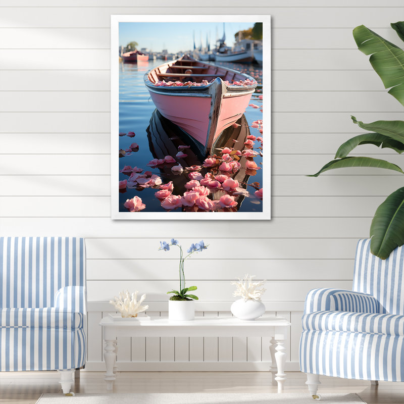 «Port Docked Memories - Nautical & Beach», reproduction d'art sur toile, H 40 po x l 30 po x P 1,5 po, Cadre photo blanc