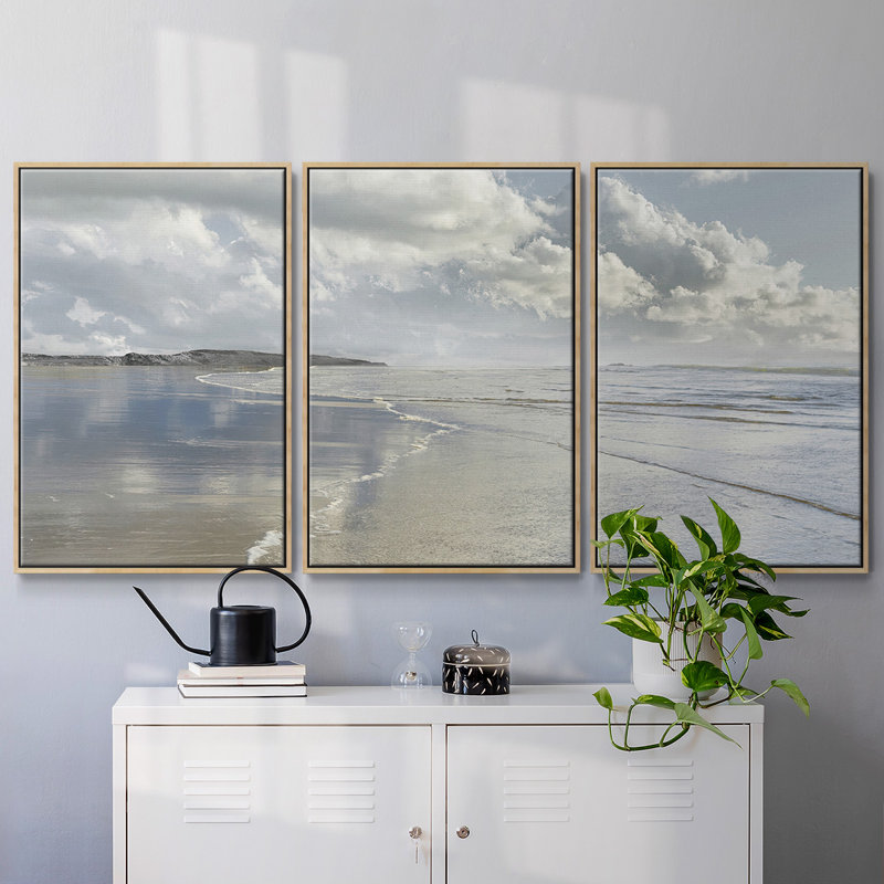 " Infinity Beach " 3 - Pieces, 36" H x 75" W x 2" D, Natural