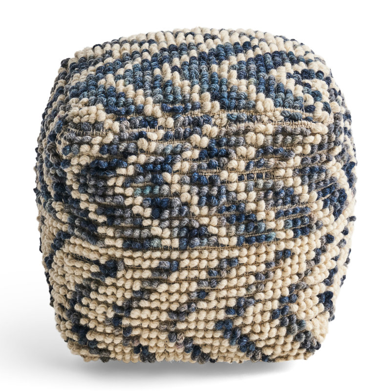 Pouf en laine et coton - naturel 16 x 16 x 16, capacité de 200 lb, entièrement assemblé, nettoyer les taches seulement, rembourré de perles et pouf cubique, propre, perlé