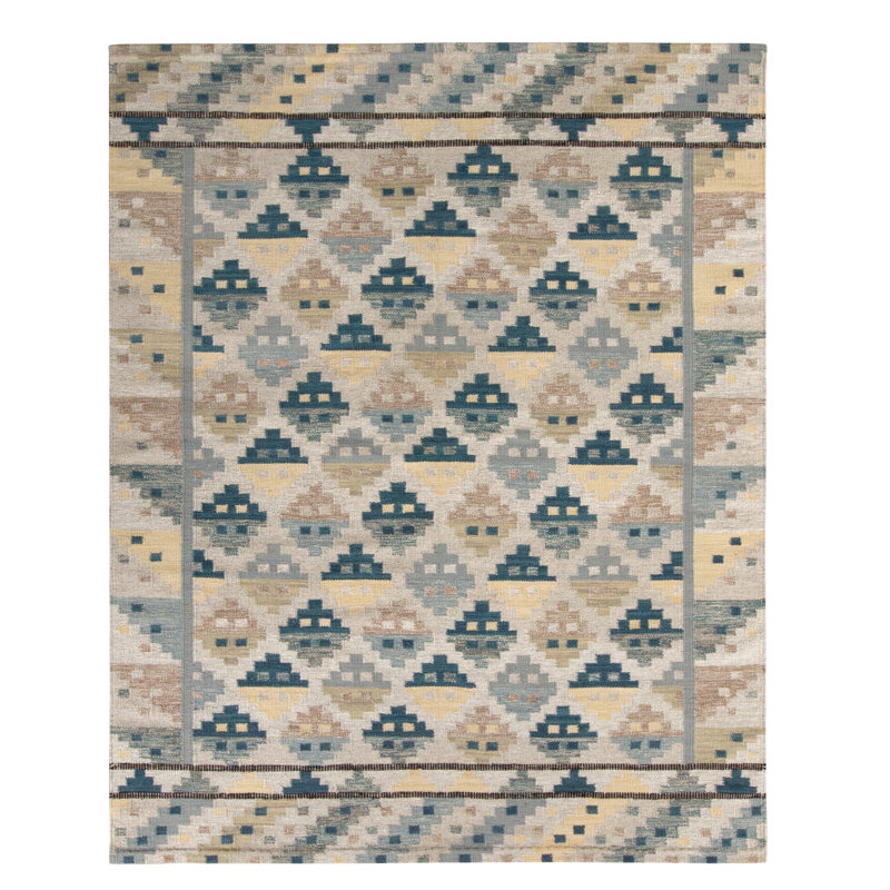 Scandinavian Wool Geometric Area Rug, Rectangle 8' x 10'