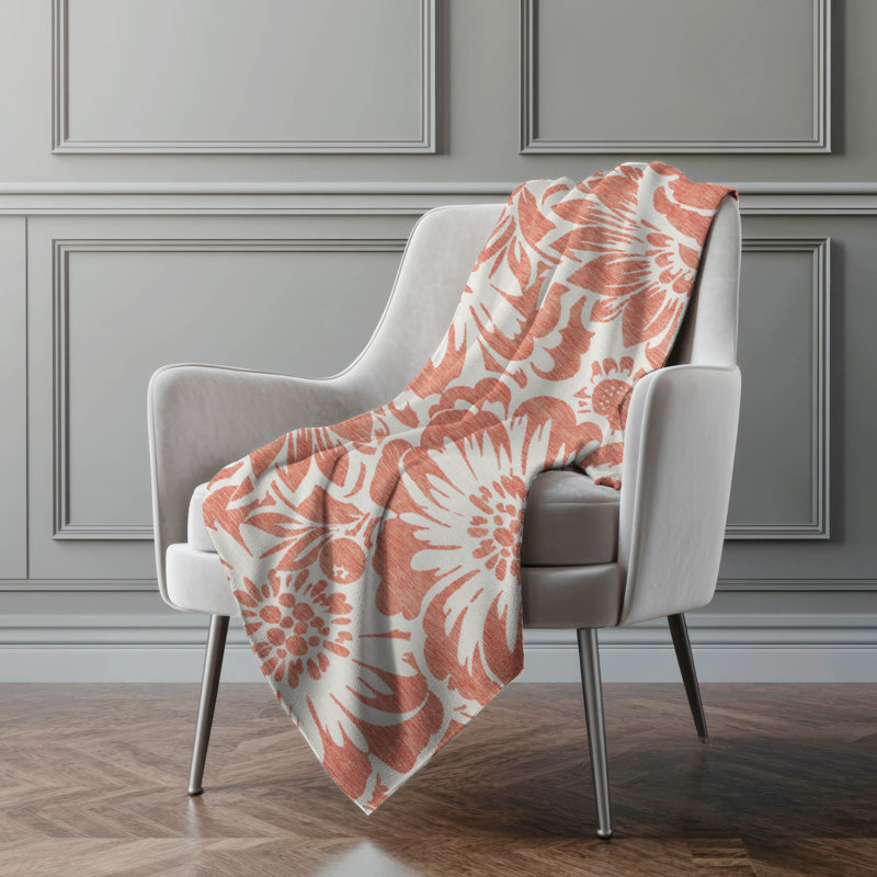 Jeté en sherpa floral Addison, Saumon