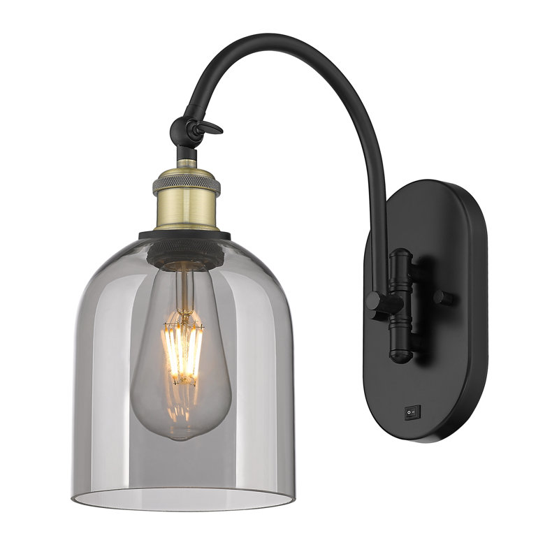 Odaniel Steel Armed Sconce, Light Smoke, Black Antique Brass