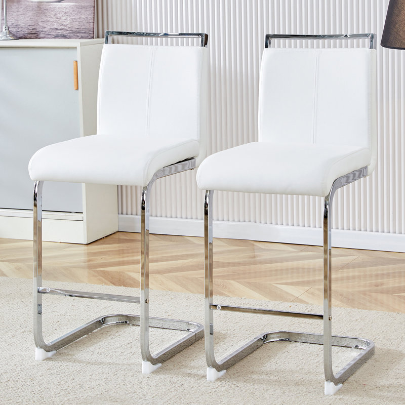 Tabouret de comptoir 25 po, Chrome chrome, Tabouret de comptoir (siège d'une hauteur de 25 p, Blanc