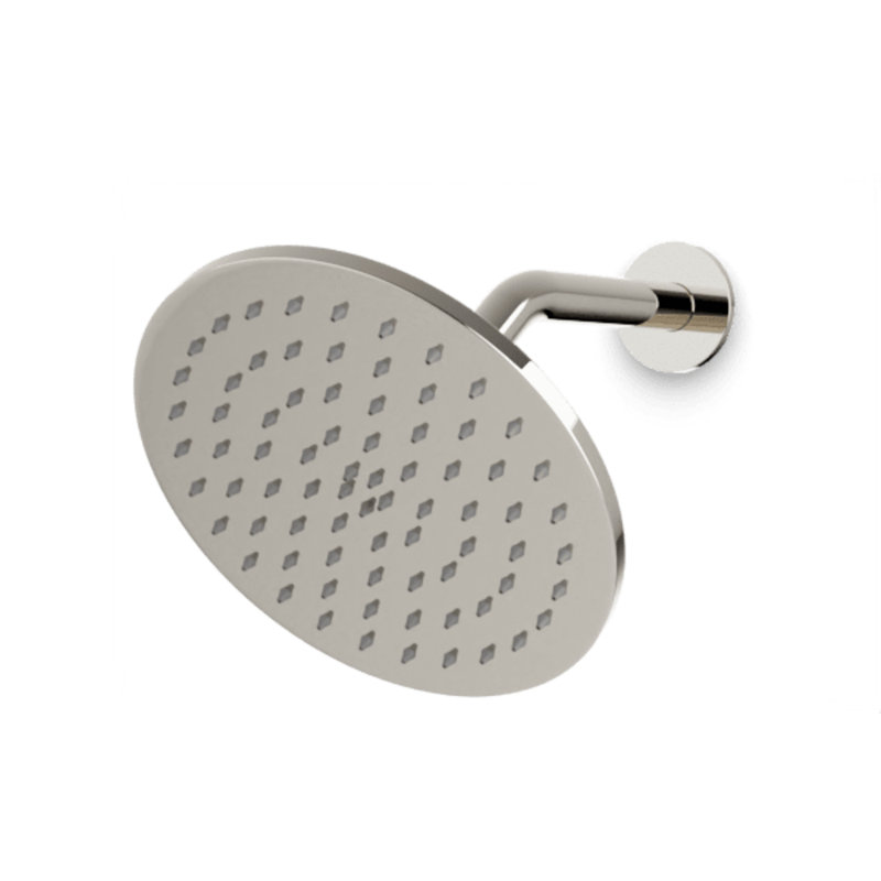 8-Inch Angled Arm Shower Rainhead, Polished Nickel