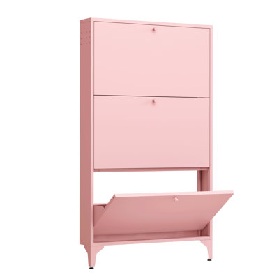 Armoire de rangement à chaussures pour hall d'entrée avec 3 tiroirs rabattables, organisateur de chaussures autoportant avec pieds, armoire de rangement à chaussures maison de campagne étroite pour vestibule, vestibule, couloir, salon